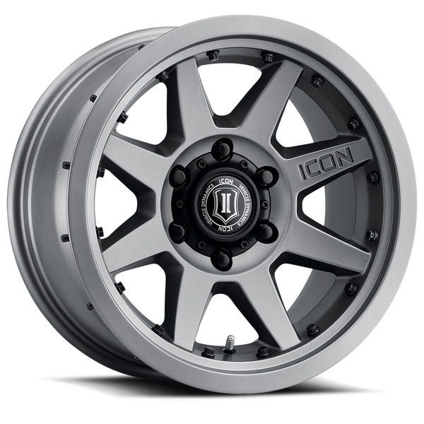 ICON Rebound Pro Wheels Titanium Wheel 17x8.5 | 5x127 BC (5x5) | -6 Offset - fits Jeep Grand Cherokee SRT 2006-2021, Jeep Grand Cherokee Trackhawk 2018-2021, Dodge Durango SRT 2018-2026, Jeep Wrangler JL 2018-2026, Jeep Wrangler JK 2007-2018, and 10 more