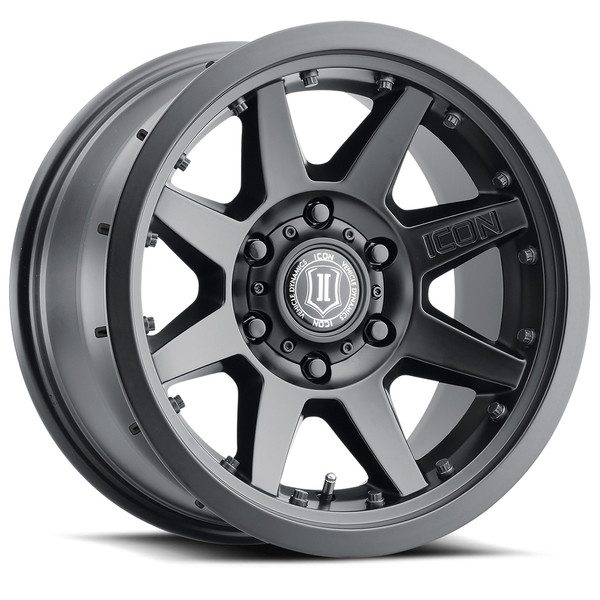 ICON Rebound Pro Wheels Satin Black Wheel 17x8.5 | 5x127 BC (5x5) | -6 Offset - fits Jeep Wrangler JL 2018-2026, Jeep Wrangler JK 2007-2018, Jeep Gladiator JT 2020-2026, Jeep Commander 2006-2010, Chevrolet C/K1500 2WD 1967-1998, and 7 more