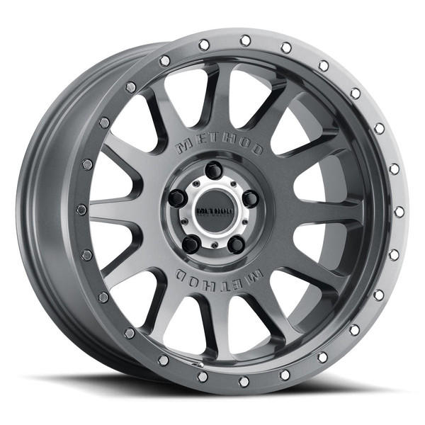 Method Race Wheels MR605 NV GLOSS TITANIUM Wheel 20x10 | 5x127 BC (5x5) | -24 Offset | 4.55 Backspacing - fits Jeep Grand Cherokee SRT 2006-2021, Jeep Grand Cherokee Trackhawk 2018-2021, Dodge Durango SRT 2018-2026, Jeep Wrangler JL 2018-2026, Jeep Wrangler JK 2007-2018, and 10 more