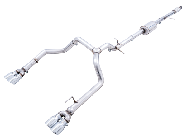 AWE Tuning 4th Gen 2019-2026 Silverado | Sierra 1500 5.3L 0FG Catback Split Rear Exit (w/ Bumper Cutouts) | Quad Chrome Tips | 3015-42201