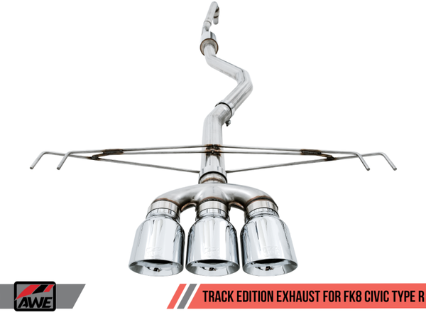 AWE Tuning 2017-2021 Honda Civic Type R Track Edition Exhaust w/Front Pipe & Triple Chrome Silver Tips | 3020-52000