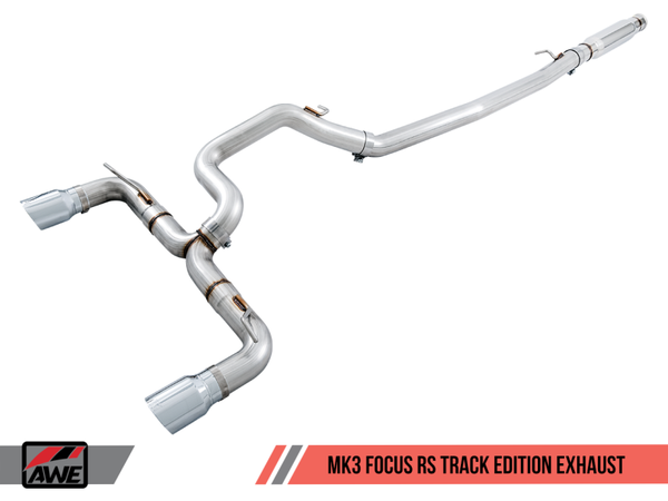 AWE Tuning 2016-2018 Ford Focus RS Track Edition Cat-back Exhaust - Chrome Silver Tips - 3020-32030