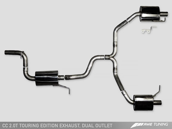 AWE Tuning VW CC Touring Edition Exhaust Dual Outlet - Diamond Black Tips - 3010-33022