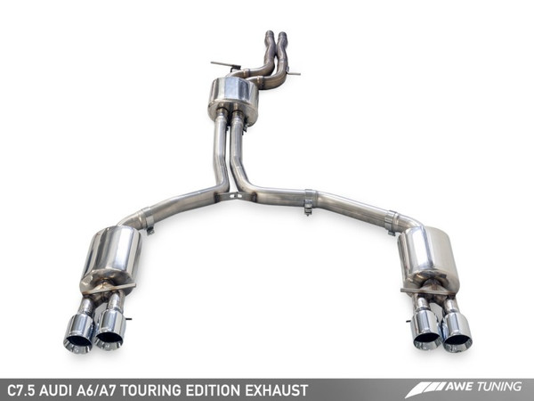 AWE Tuning Audi C7.5 2016-2018 A7 3.0T Touring Edition Exhaust | Quad Outlet Chrome Silver Tips | 3015-42070