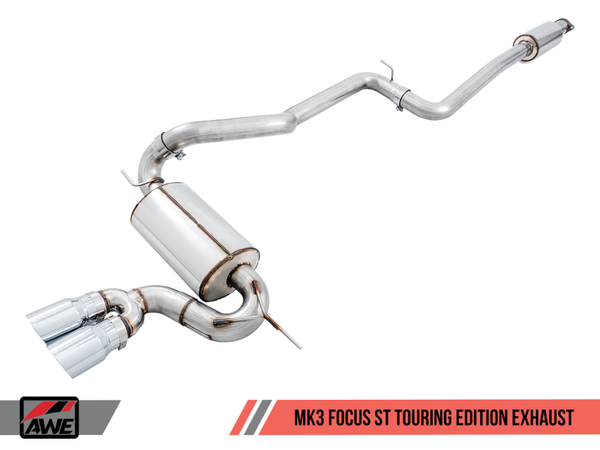 AWE Tuning 2013-2018 Ford Focus ST Touring Edition Cat-back Exhaust | Resonated | Diamond Black Tips | 3020-33040