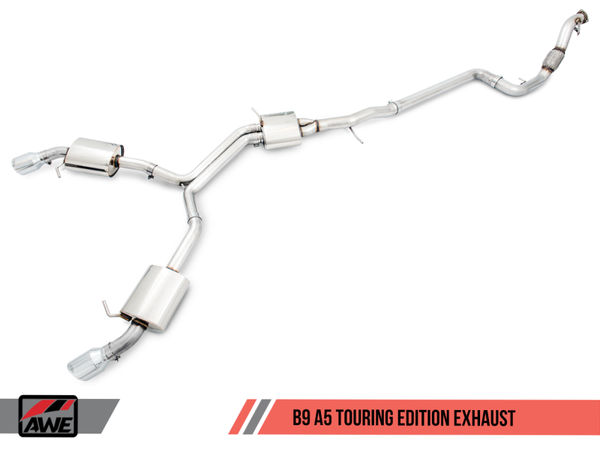 AWE Tuning Audi B9 2018-2026 A5 Touring Edition Exhaust Dual Outlet | Diamond Black Tips (Includes DP) (Excludes A5 Sportback) | 3015-33090