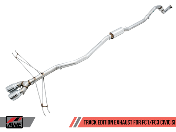 AWE Tuning 2016-2020 Honda Civic Si Track Edition Exhaust w/Front Pipe & Triple Chrome Silver Tips | 3020-52008