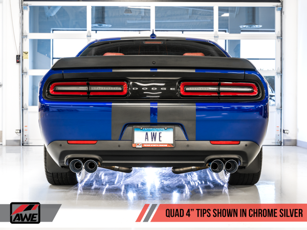 AWE Tuning 2015-2023 Challenger 5.7 Track Edition Exhaust - Chrome Silver Quad Tips - 3015-42144