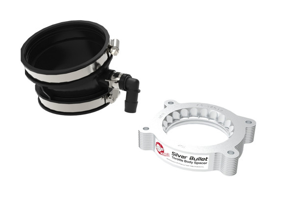 aFe 2020-2024 Corvette C8 Silver Bullet Aluminum Throttle Body Spacer Works w/ Factory Intake Only - Silver