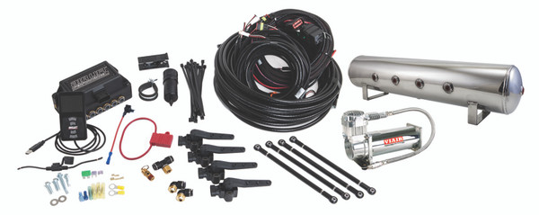 Air Lift Performance 3H (3/8 Air Line 4 Gal 7-Port  Polished Aluminum Tank VIAIR 444C Comp)