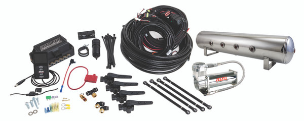 Air Lift Performance 3H (1/4 Air Line 4 Gal 7-Port  Polished Aluminum Tank VIAIR 444C Comp)