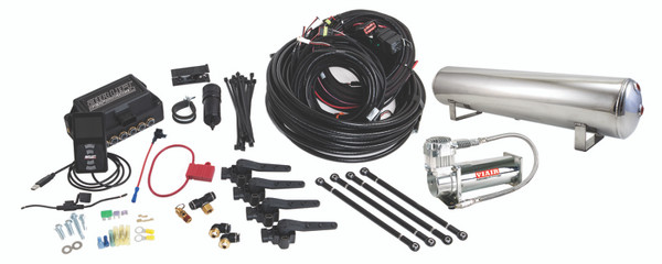 Air Lift Performance 3H (1/4 Air Line 4 Gal 5-Port  Polished Aluminum Tank VIAIR 444C Comp)