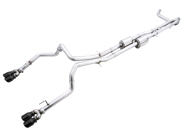 AWE Tuning 2022-2026 Chevy Silverado ZR2 | GMC Sierra 1500 AT4X 6.2L 0FG Catback Split Dual (Flat Bumper) | Diamond Black Tips | 3015-43284