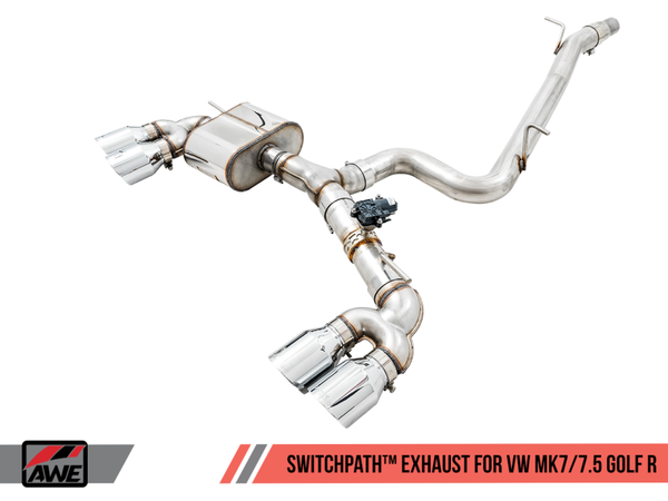 AWE Tuning Mk7 2015-2021 Golf R SwitchPath Exhaust w/Chrome Silver Tips 102mm | 3025-42064