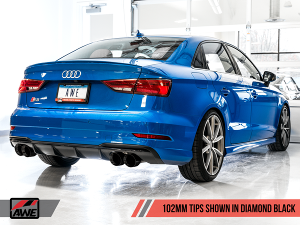 AWE Tuning 2015-2020 Audi 8V S3 Track Edition Exhaust w/Diamond Black Tips 102mm | 3015-43150