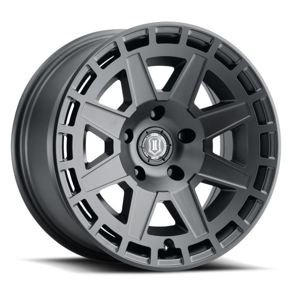 ICON Compass Satin Black Wheel 17x8.5 | 5x127 BC (5x5) | -6 Offset - fits Jeep Wrangler JL 2018-2026, Jeep Wrangler JK 2007-2018, Jeep Gladiator JT 2020-2026, Jeep Commander 2006-2010, Chevrolet C/K1500 2WD 1967-1998, and 7 more