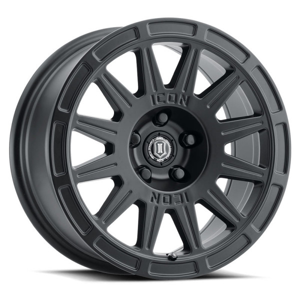 ICON Ricochet Satin Black Wheel 15x7 | 5x100 BC | +15 Offset - fits Subaru Crosstrek, Subaru Forester, Subaru Impreza, Subaru Legacy, Subaru Outback, and 6 more