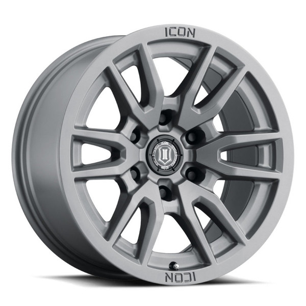 ICON Vector 6 Titanium Wheel 17x8.5 | 6x139.7 BC (6x5.5) | +25 Offset - fits Chevrolet Silverado 1500 1999-2026, GMC Sierra 1500 1999-2026, Chevrolet Tahoe 1992-2026, Chevrolet Suburban 1992-2026, GMC Yukon 1992-2026, and 25 more