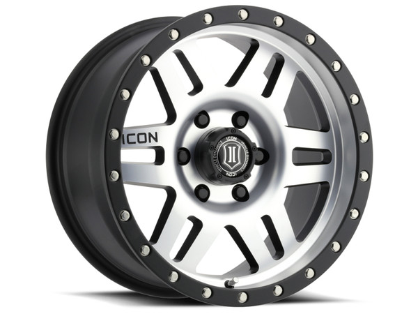 ICON Six Speed 17x8.5 5x150 25mm Offset 5.75in BS 116.5mm Bore Satin Black/Machined Wheel - 1417855557MB