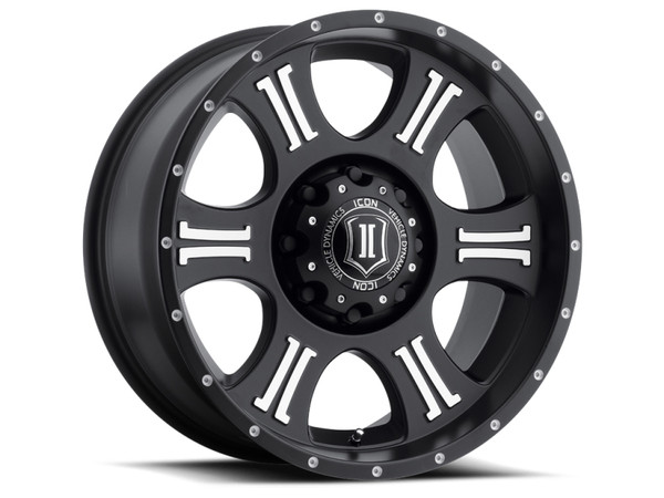 ICON Shield Satin Black Wheel 20x9 | 8x180 BC | +12 Offset - fits Chevrolet Silverado 2500HD 2011-2026, Chevrolet Silverado 3500HD SRW 2011-2026, GMC Sierra 2500HD 2011-2026, GMC Sierra 3500HD SRW 2011-2026