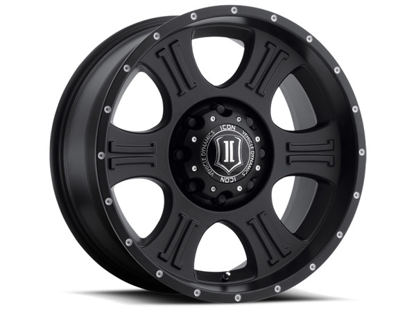 ICON Shield Satin Black Wheel 20x9 | 8x170 BC | +0 Offset - fits Ford F-250 Super Duty 1999-2026, Ford F-350 Super Duty SRW 1999-2026, Ford Excursion 2000-2005
