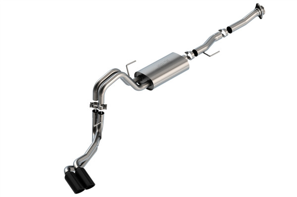 Borla 2021-2024 F-150 5.0L 2DR RC SB (122.8 WB) XL, XLT 3/2.25 DSE Cat-Back S-Type Black Chrome Tips