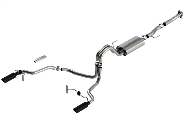 Borla 2021-2024 F-150 5.0L 2DR RC SB (122.8 WB) XL, XLT 3/2.25 SRE Cat-Back S-Type Black Chrome Tips