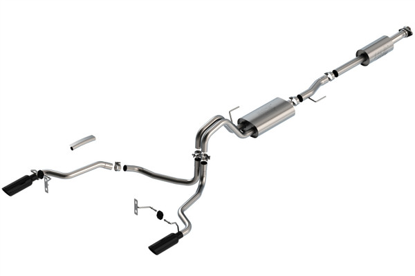 Borla 2021-2024 F-150 3.3L CC SB EC STB XL/XLT/LARIAT/KR/PLNM/LTD 3/2.25 SRE Cat-Back ATAK Black CHR Tips