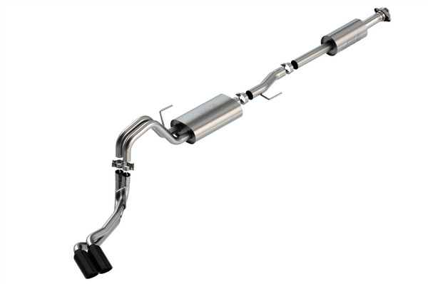 Borla 2021-2024 F-150 5.0L 4DR CC SB EC STB LARIAT/KR/PLTNM/LTD 3/2.25 DSE Cat-Back Touring BLK CHR Tips