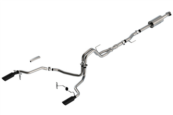Borla 2021-2024 F-150 5.0L 4DR CC SB EC STB LARIAT/KR/PLATINM/LTD 3/2.25 SRE Cat-Back ATAK Black CHR Tips