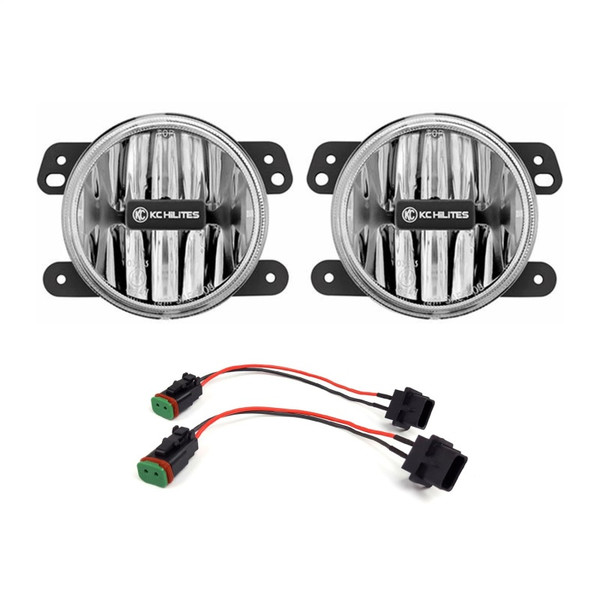 KC HiLiTES 18-23 Jeep JL/JT (w/Stock Bumper) Gravity G4 LED Light Clear Fog Beam (Pair Pack System) - 506