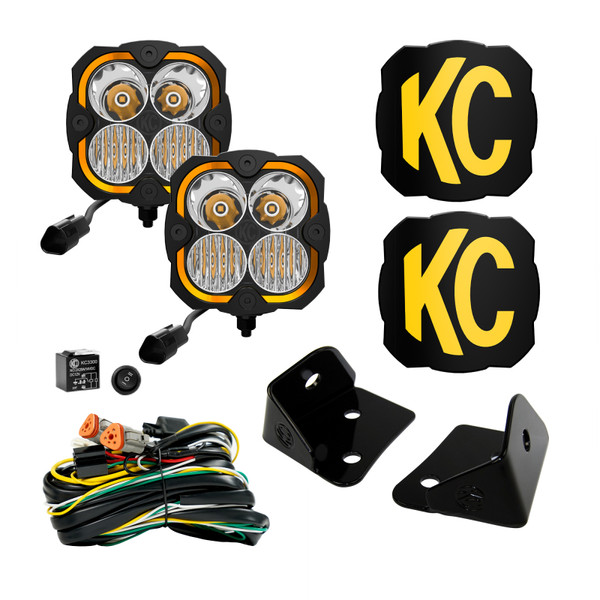 KC HiLiTES FLEX ERA 4 Jeep JK 2-Light System 80W Combo Beam Pillar Mount - 97139