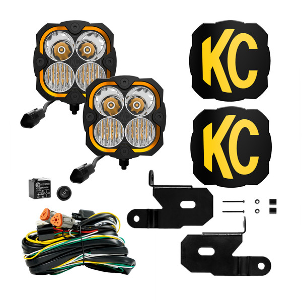 KC HiLiTES FLEX ERA 4 18-21 Jeep JL / JT 2-Light System 80W Combo Beam Pillar Mount - 97141