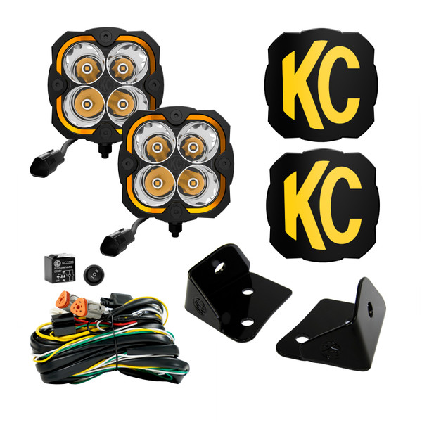 KC HiLiTES FLEX ERA 4 Jeep JK 2-Light System 80W Spot Beam Pillar Mount - 97138