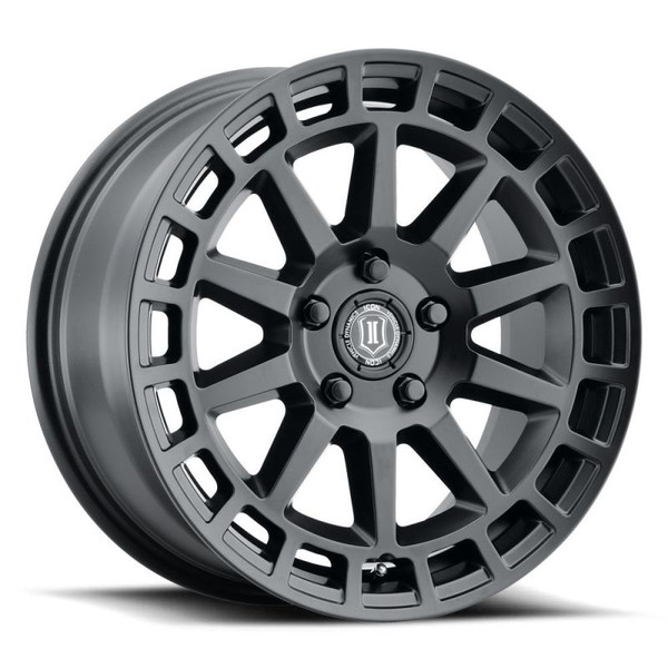 ICON Journey Satin Black Wheel 17x8.5 | 5x108 BC (5x4.25) | +38 Offset - fits Ford Maverick 2022-2026, Ford Bronco Sport 2021-2026, Ford Focus 2000-2018, Ford Escape 2013-2019, Ford Edge 2007-2014, and 4 more