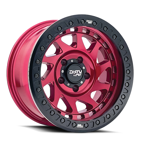 Dirty Life 9313 Enigma Race Red Wheel 17x9 | 6x139.7 BC (6x5.5) | -12 Offset - fits Chevrolet Silverado 1500 1999-2026, GMC Sierra 1500 1999-2026, Chevrolet Tahoe 1992-2026, Chevrolet Suburban 1992-2026, GMC Yukon 1992-2026, and 25 more