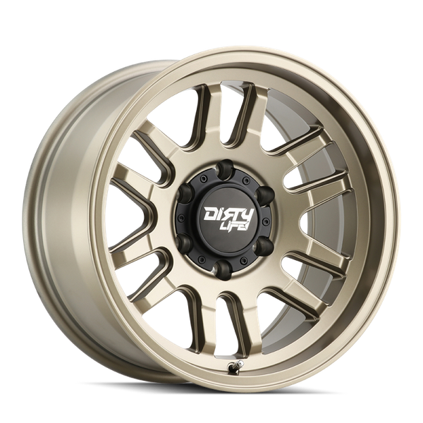 Dirty Life 9310 Canyon Satin Gold Wheel 17x9 | 5x139.7 BC (5x5.5) | +0 Offset - fits Ram 1500 Classic 1994-2024, Ford Bronco 1966-1996, Ford F-100 1948-1996, Jeep CJ-5 1954-1983, Jeep CJ-7 1976-1986, and 7 more