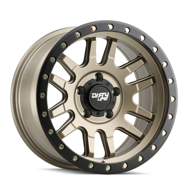 Dirty Life 9309 Canyon Pro Satin Gold Wheel 17x9 | 6x139.7 BC (6x5.5) | -12 Offset - fits Chevrolet Silverado 1500 1999-2026, GMC Sierra 1500 1999-2026, Chevrolet Tahoe 1992-2026, Chevrolet Suburban 1992-2026, GMC Yukon 1992-2026, and 25 more