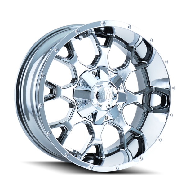 Mayhem 8015 Warrior Chrome Wheel 20x9 | 8x165.1 BC (8x6.5) | +18 Offset - fits Ram 2500 1994-2026, Ram 3500 SRW 1994-2026, Chevrolet Silverado 2500 (pre-2011), Chevrolet Silverado 3500 (pre-2011), GMC Sierra 2500 (pre-2011), and 6 more