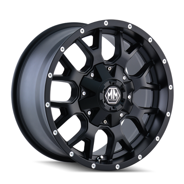 Mayhem 8015 Warrior Matte Black Wheel 17x9 | 5x127 BC (5x5) | -12 Offset - fits Jeep Wrangler JL 2018-2026, Jeep Wrangler JK 2007-2018, Jeep Gladiator JT 2020-2026, Jeep Commander 2006-2010, Chevrolet C/K1500 2WD 1967-1998, and 7 more