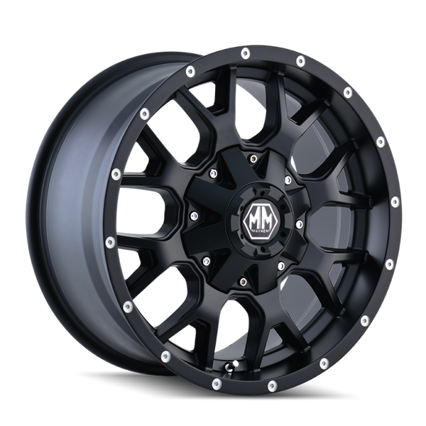 Mayhem 8015 Warrior Matte Black Wheel 22x12 | 6x135 BC | -44 Offset - fits Ford F-150 2004-2026, Ford F-150 Raptor 2010-2026, Ford Expedition 2003-2026, Lincoln Navigator 2003-2026, Lincoln Mark LT 2006-2014