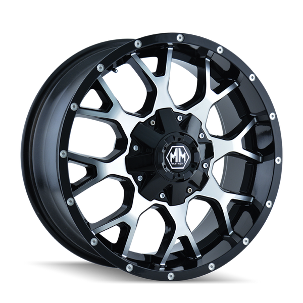 Mayhem 8015 Warrior Black Wheel 17x9 | 8x180 BC | +18 Offset - fits Chevrolet Silverado 2500HD 2011-2026, Chevrolet Silverado 3500HD SRW 2011-2026, GMC Sierra 2500HD 2011-2026, GMC Sierra 3500HD SRW 2011-2026