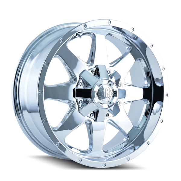 Mayhem 8040 Tank Chrome Wheel 17x9 | 8x180 BC | +25 Offset - fits Chevrolet Silverado 2500HD 2011-2026, Chevrolet Silverado 3500HD SRW 2011-2026, GMC Sierra 2500HD 2011-2026, GMC Sierra 3500HD SRW 2011-2026