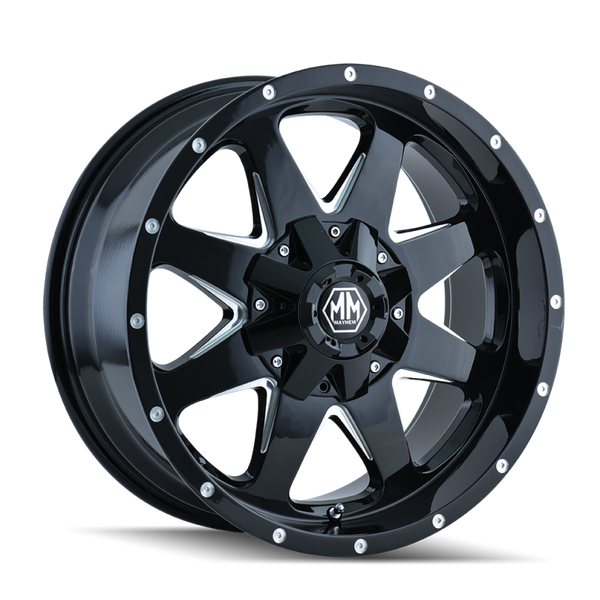 Mayhem 8040 Tank 17x9 / 8x180 BP / 25mm Offset / 124.1mm Hub Black w/ Milled Spokes Wheel