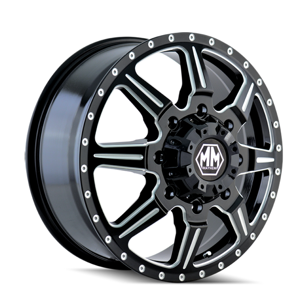 Mayhem 8101 Monstir 20x8.25 / 8x200 BP / 127mm Offset / 142mm Hub Front Black/Milled Spokes Wheel