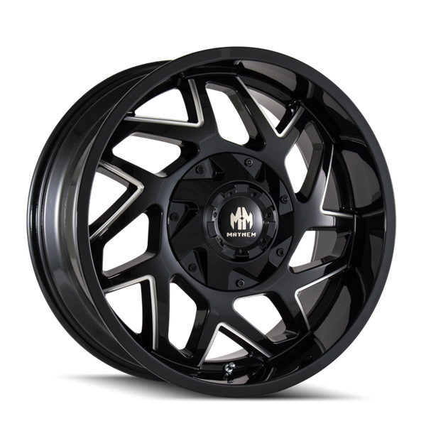 Mayhem 8106 Hatchet 20x9 / 5x135 BP / 0mm Offset / 87.1mm Hub Black w/ Milled Spokes Wheel