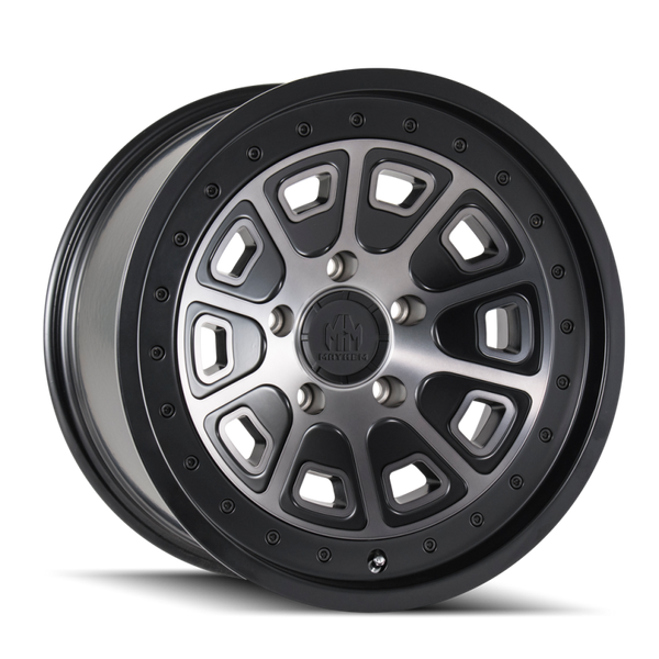 Mayhem 8301 Flat Iron 17x9 / 5x114.3 BP / -12mm Offset / 72.6mm Hub Matte Black w/ Dark Tint Wheel