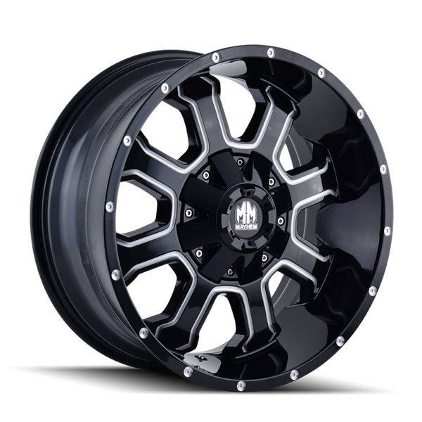 Mayhem 8103 Fierce Black Wheel 20x10 | 8x180 BC | -19 Offset - fits Chevrolet Silverado 2500HD 2011-2026, Chevrolet Silverado 3500HD SRW 2011-2026, GMC Sierra 2500HD 2011-2026, GMC Sierra 3500HD SRW 2011-2026