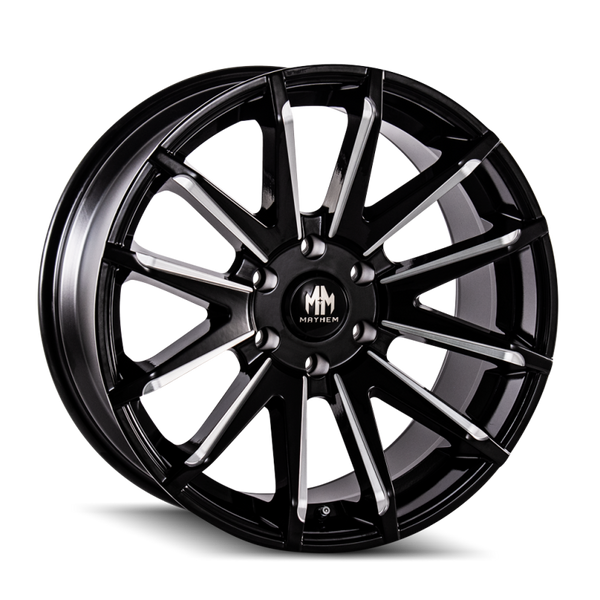 Mayhem 8109 Crossfire 20x9.5 / 5x139.7 BP / 25mm Offset / 108mm Hub Black w/ Milled Spokes Wheel