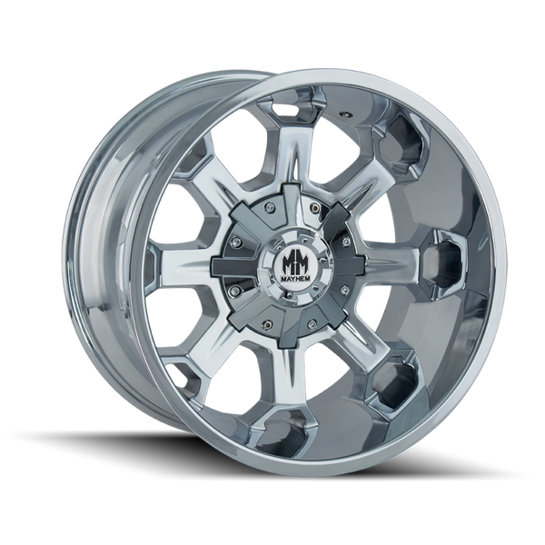 Mayhem 8105 Combat Chrome Wheel 20x10 | 8x165.1 BC (8x6.5) | -19 Offset - fits Ram 2500 1994-2026, Ram 3500 SRW 1994-2026, Chevrolet Silverado 2500 (pre-2011), Chevrolet Silverado 3500 (pre-2011), GMC Sierra 2500 (pre-2011), and 6 more
